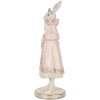 Coniglio decorativo Clayre & Eef Bianco Rosa 31 cm Figurina romantica in poliresina