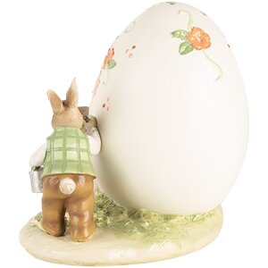 Clayre & Eef figurina decorativa coniglio con uovo di Pasqua 22x17x18 cm in poliresina stile country