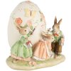 Clayre & Eef figurina decorativa coniglio con uovo di Pasqua 22x17x18 cm in poliresina stile country