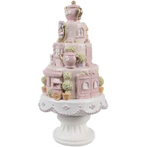 Clayre & Eef 6PR5166 Torta decorativa Rosa Bianca Ø 13x27 cm Poliresina