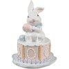 Coniglio decorativo Clayre & Eef Ø 12x17 cm Bianco Rosa Stile Country in Poliresina