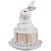 Coniglio decorativo Clayre & Eef Ø 12x17 cm Bianco Rosa Stile Country in Poliresina