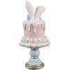Clayre & Eef Coniglio decorativo su alzata per torta rosa bianco Ø 9x20 cm