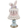 Clayre & Eef Coniglio decorativo su alzata per torta rosa bianco Ø 9x20 cm