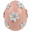 Uovo decorativo Clayre & Eef Ø 11x13 cm rosa con fiori bianchi stile country
