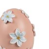 Uovo decorativo Clayre & Eef Ø 11x13 cm rosa con fiori bianchi stile country