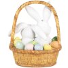 Clayre & Eef Coniglio decorativo in cesto 17x13x20 cm Bianco Marrone Pasqua Stile Country