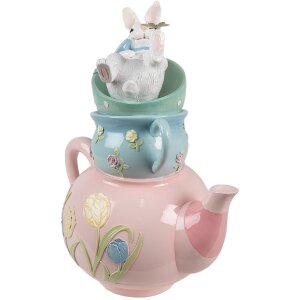 Clayre & Eef Decorazione Teiera coniglio rosa blu...