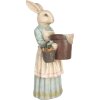 Coniglio decorativo Clayre & Eef in poliresina beige blu 23x17x46 cm stile vintage