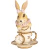 Coniglio decorativo Clayre & Eef Beige Oro 8x8x14 cm in stile country in poliresina