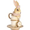 Coniglio decorativo Clayre & Eef Beige Oro 8x8x14 cm in stile country in poliresina