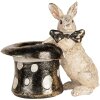 Coniglio decorativo Clayre & Eef Beige Nero 20x13x19 cm in poliresina effetto vintage