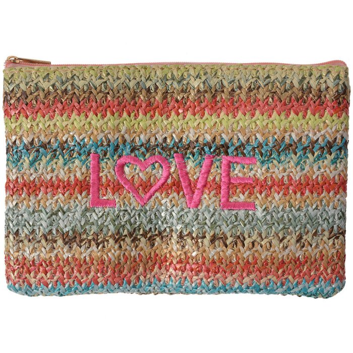 Juleeze JZTB0079 Borsa da toilette Borsa intrecciata ricamo LOVE 20x13cm colorato