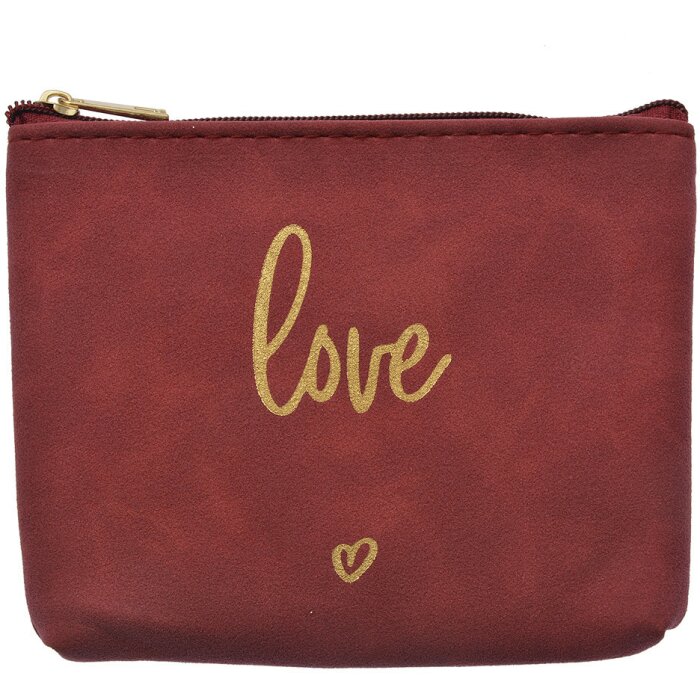 Juleeze JZTB0080BU Borsa da toilette rossa 13x1x10cm Sintetico Oro Iscrizione Love