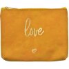 Juleeze JZTB0080Y Borsa da toilette gialla 13x1x10 cm con scritta Love dorata