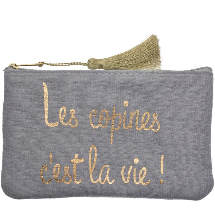 Juleeze JZTB0081BL Borsa da toilette 17x1x11 cm elegante grigio con scritte dorate