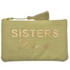 Juleeze JZTB0081GR Borsa da toilette verde 17x1x11 cm con ricamo Sisters Forever