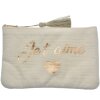 Juleeze JZTB0081W Borsa da toilette Bianca Borsa per cosmetici con scritte dorate