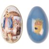 Uovo decorativo di Clayre & Eef in stile country in ferro bianco blu 7x11x7 cm