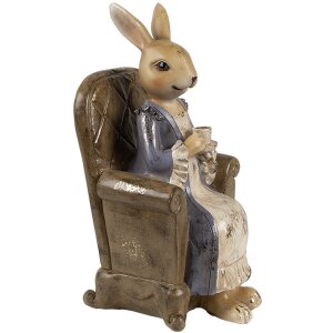 Coniglio decorativo Clayre & Eef Beige Brown 11x10x18 cm Figurina pasquale stile country