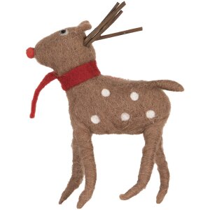 Clayre & Eef decorazione natalizia renna marrone rosso 14x4x19 cm stile country