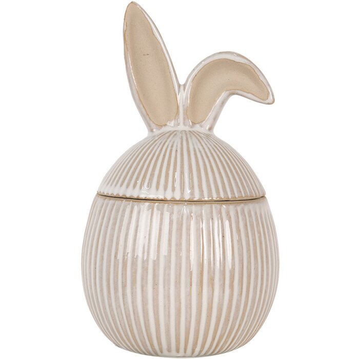 Clayre & Eef Barattolo con coperchio in ceramica stile country bianco 12x12x21 cm