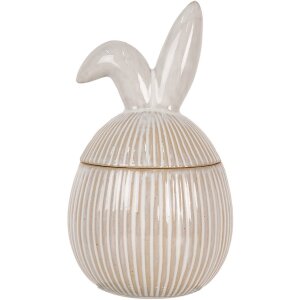 Clayre & Eef Barattolo con coperchio in ceramica stile country bianco 12x12x21 cm