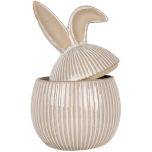 Clayre & Eef Barattolo con coperchio in ceramica stile country bianco 12x12x21 cm