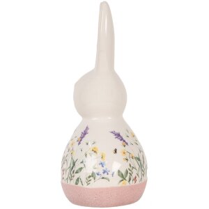 Clayre & Eef Coniglio decorativo in stile country in ceramica Bianco Rosa 9x8x18 cm