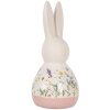 Clayre & Eef Coniglio decorativo in stile country in ceramica Bianco Rosa 9x8x18 cm