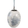 Clayre & Eef 6CE2034 Appendino Uovo Decorazione Stile Boho Bianco-Blu Ø 6x8 cm