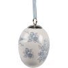 Clayre & Eef 6CE2034 Appendino Uovo Decorazione Stile Boho Bianco-Blu Ø 6x8 cm