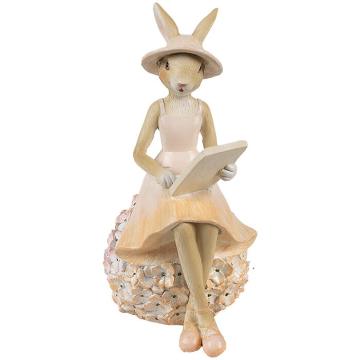 Clayre & Eef Decorazione Coniglio 10x9x17 cm Beige Rosa Poliresina