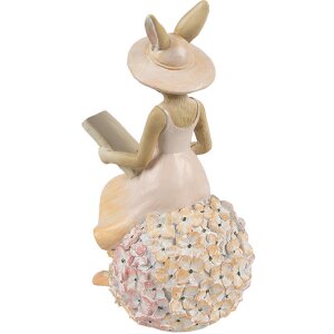 Clayre & Eef Decorazione Coniglio 10x9x17 cm Beige Rosa Poliresina
