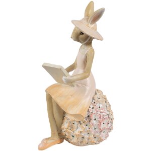 Clayre & Eef Decorazione Coniglio 10x9x17 cm Beige Rosa Poliresina