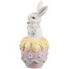Clayre & Eef Coniglio decorativo Bianco Rosa Giallo 7x8x16 cm Decorazione di Pasqua