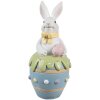 Coniglio decorativo Clayre & Eef Figurina di Pasqua Bianco Blu Ø 7x16 cm