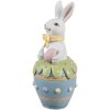 Coniglio decorativo Clayre & Eef Figurina di Pasqua Bianco Blu Ø 7x16 cm