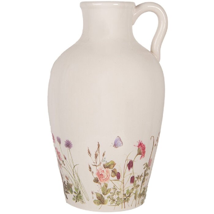 Caraffa decorativa Clayre & Eef stile country beige rosa Ø 30 cm altezza 50 cm