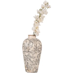 Clayre & Eef 6CE1934S Vaso in ceramica beige grigio 17x30 cm Stile country