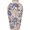 Clayre & Eef 6CE1935S Vaso Stile Country Beige Blu Ø17x30 cm Ceramica