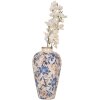 Clayre & Eef 6CE1935S Vaso Stile Country Beige Blu Ø17x30 cm Ceramica