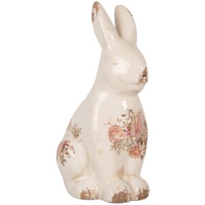Clayre & Eef Coniglio decorativo Beige Rosa Stile Country Figurina in ceramica 16x12x28 cm