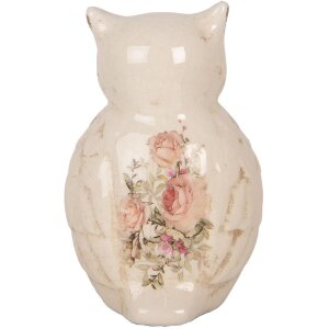 Gufo decorativo Clayre & Eef 11x10x17 cm in ceramica stile country beige rosa