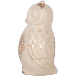 Gufo decorativo Clayre & Eef 11x10x17 cm in ceramica stile country beige rosa