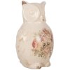 Gufo decorativo Clayre & Eef 11x10x17 cm in ceramica stile country beige rosa