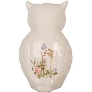 Clayre & Eef Gufo decorativo in stile country in ceramica beige rosa 14x13x22 cm