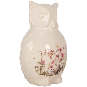Clayre & Eef Gufo decorativo in ceramica beige rosa...