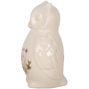 Clayre & Eef Gufo decorativo in ceramica beige rosa 11x10x17 cm Stile country