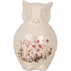 Clayre & Eef Gufo decorativo in ceramica beige rosa...